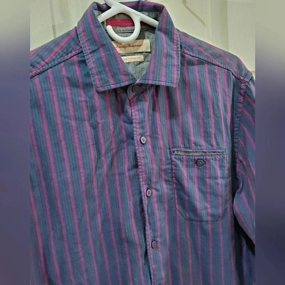 Tommy Bahama Small Island Modern Fit Striped Cotton/Silk Lined L Sleeve‎ Button - Picture 3 of 7